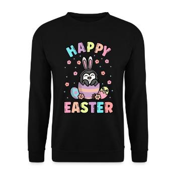 Joyeux pingouin de Pâques avec oreilles de lapin printemps - Sweat-shirt Unisexe - noir - Devant - Alina (178cm) & Michal (187cm)