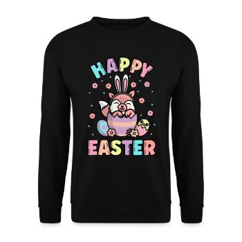 Joyeux renard de Pâques avec oreilles de lapin printemps - Sweat-shirt Unisexe - noir - Devant - Alina (178cm) & Michal (187cm)