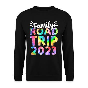 Road Trip en famille 2023 Tie Dye Print Voyage en famille - Sweat-shirt Unisexe - noir - Devant - Alina (178cm) & Michal (187cm)