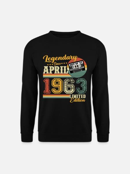 April 1963 Jahrgang Vintage Retro Geburtstag - Unisex Pullover - Schwarz