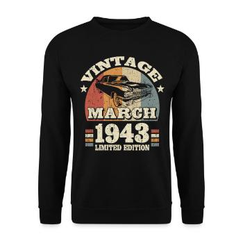 März 1943 - 80 Jahre alt - 80. Geburtstag - Unisex Pullover - Schwarz - Vorne - Alina (178cm) & Michal (187cm)