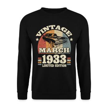 März 1933 - 90 Jahre alt - 90. Geburtstag - Unisex Pullover - Schwarz - Vorne - Alina (178cm) & Michal (187cm)
