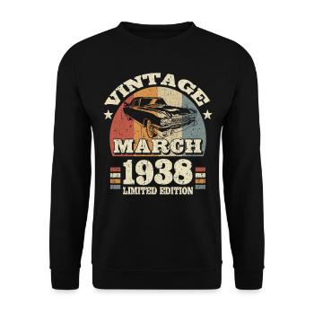 März 1938 - 85 Jahre alt - 85. Geburtstag - Unisex Pullover - Schwarz - Vorne - Alina (178cm) & Michal (187cm)