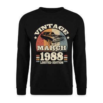 März 1988 - 35 Jahre alt - 35. Geburtstag - Unisex Pullover - Schwarz - Vorne - Alina (178cm) & Michal (187cm)