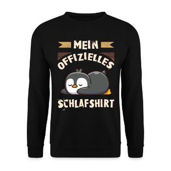 Mein Offizielles Schlafshirt, Pinguin - Unisex Pullover - Schwarz - Vorne - Alina (178cm) & Michal (187cm)