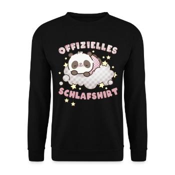 Offizielles Schlafshirt, schlafender Panda - Unisex Pullover - Schwarz - Vorne - Alina (178cm) & Michal (187cm)