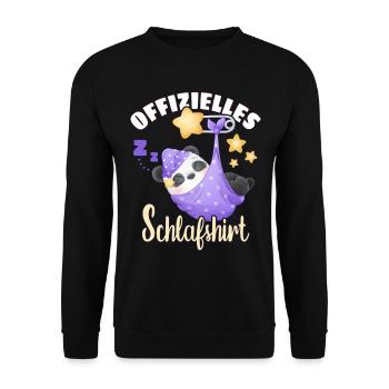 Offizielles Schlafshirt, schlafender Panda - Unisex Pullover - Schwarz - Vorne - Alina (178cm) & Michal (187cm)