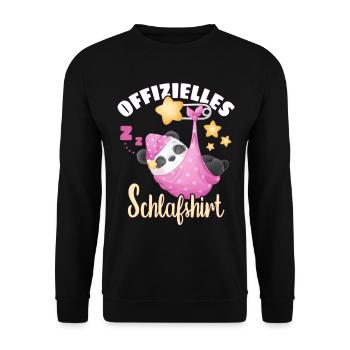 Offizielles Schlafshirt, schlafender Panda - Unisex Pullover - Schwarz - Vorne - Alina (178cm) & Michal (187cm)