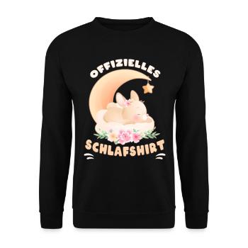 Offizielles Schlafshirt, Hase, Blumen, Mond - Unisex Pullover - Schwarz - Vorne - Alina (178cm) & Michal (187cm)