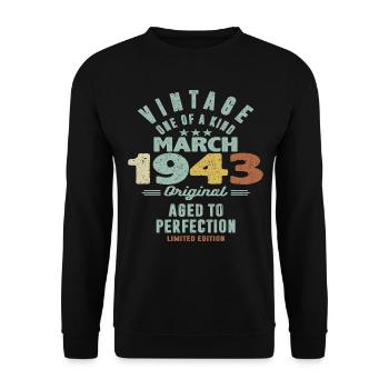 März 1943 - 80 Jahre alt - 80. Geburtstag - Unisex Pullover - Schwarz - Vorne - Alina (178cm) & Michal (187cm)