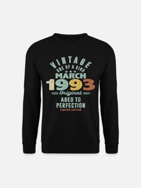 März 1993 - 30 Jahre alt - 30. Geburtstag - Unisex Pullover - Schwarz