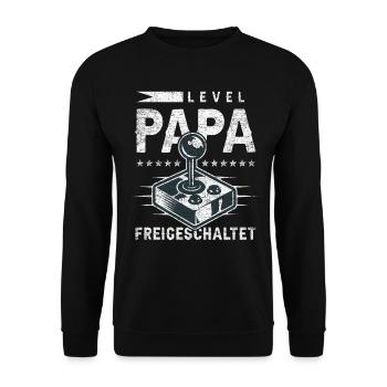 Zur Geburt für Papa, Frischgebackener Papa, Gaming - Unisex Pullover - Schwarz - Vorne - Alina (178cm) & Michal (187cm)