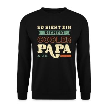 Cooler Papa Spruch, Vintage Look, Vatertag - Unisex Pullover - Schwarz - Vorne - Alina (178cm) & Michal (187cm)