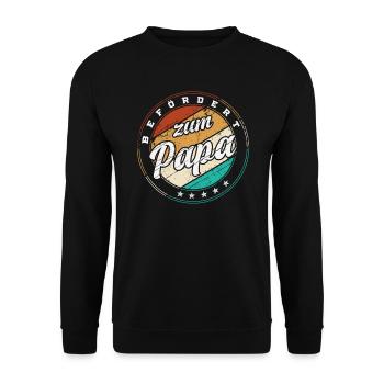 Befördert zum Papa, Baby Geburt Papa - Unisex Pullover - Schwarz - Vorne - Alina (178cm) & Michal (187cm)