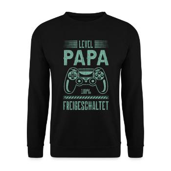 Frischgebackener Papa, Gaming, Spruch Für Papa - Unisex Pullover - Schwarz - Vorne - Alina (178cm) & Michal (187cm)