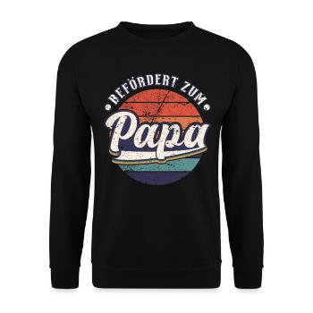 Frischgebackener Papa, Befördert zum Papa - Unisex Pullover - Schwarz - Vorne - Alina (178cm) & Michal (187cm)