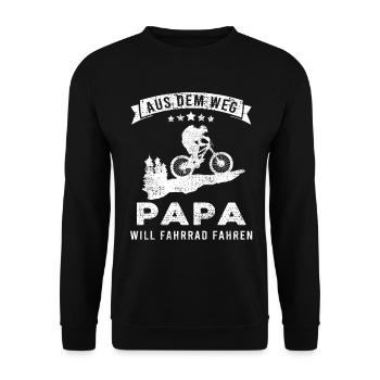 Papa Vater lustiger Spruch Fahrrad fahren Vatertag - Unisex Pullover - Schwarz - Vorne - Alina (178cm) & Michal (187cm)