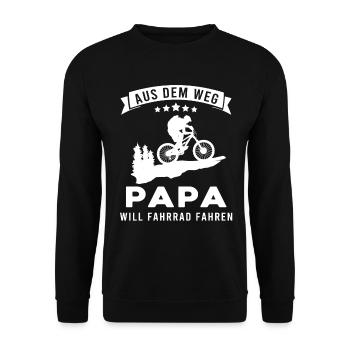 Papa Vater lustiger Spruch Fahrrad fahren Vatertag - Unisex Pullover - Schwarz - Vorne - Alina (178cm) & Michal (187cm)