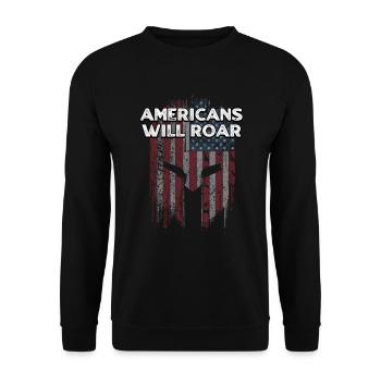 Amerikaner werden lustig brüllen 4. Juli Humor - Unisex Pullover - Schwarz - Vorne - Alina (178cm) & Michal (187cm)
