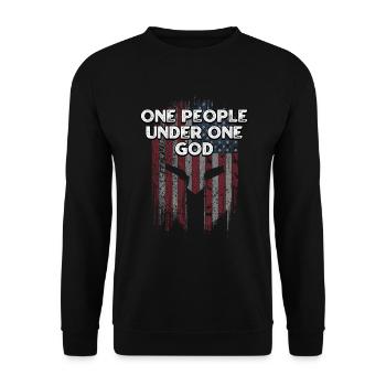 One People under One God Patriotic American - Unisex Sweatshirt - black - Front - Alina (178cm) & Michal (187cm)