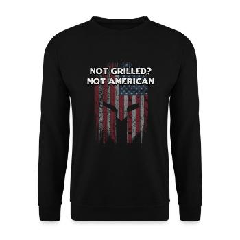 Nicht gegrillt Nicht amerikanisch Lustiges Essen Humor Feinschmecker - Unisex Pullover - Schwarz - Vorne - Alina (178cm) & Michal (187cm)