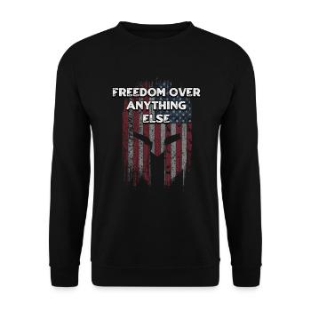 Freedom over Anything Else Patriotic Proud - Unisex Sweatshirt - black - Front - Alina (178cm) & Michal (187cm)