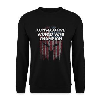 Consecutive World War Champion Funny Patriotic - Unisex Sweatshirt - black - Front - Alina (178cm) & Michal (187cm)