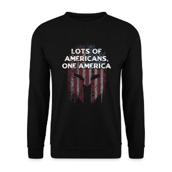 Viele Amerikaner One America Independence 4. - Unisex Pullover - Schwarz - Vorne - Alina (178cm) & Michal (187cm)