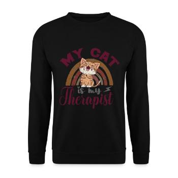 My Cat Is My Therapist - Unisex Sweatshirt - black - Front - Alina (178cm) & Michal (187cm)