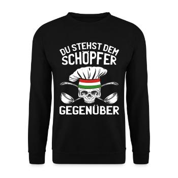 Koch Italien Küche - Schöpfer Gegenüber - Unisex Pullover - Schwarz - Vorne - Alina (178cm) & Michal (187cm)