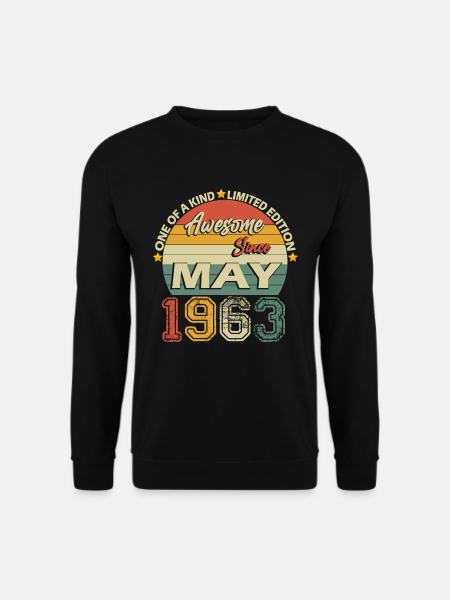 Mai 1963 Jahrgang geboren Retro Vintage Geburtstag - Unisex Pullover - Schwarz
