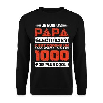 Idée cadeau papa humour fête des pères électricien - Sweat-shirt Unisexe - noir - Devant - Alina (178cm) & Michal (187cm)