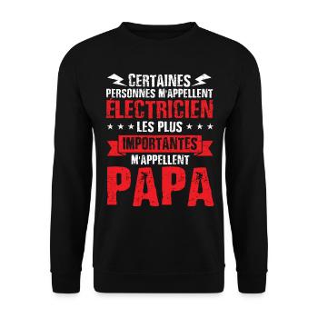 Idée cadeau électricien papa humour fête des pères - Sweat-shirt Unisexe - noir - Devant - Alina (178cm) & Michal (187cm)