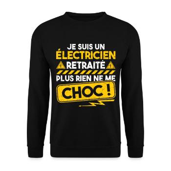 Électricien retraité fête des pères grand-père - Sweat-shirt Unisexe - noir - Devant - Alina (178cm) & Michal (187cm)