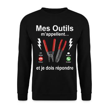 Électricien mes outils m'appellent fête des pères - Sweat-shirt Unisexe - noir - Devant - Alina (178cm) & Michal (187cm)