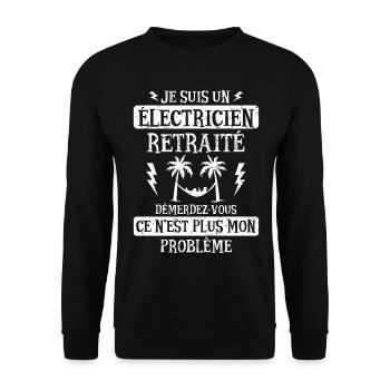Cadeau électricien retraité humour fête des pères - Sweat-shirt Unisexe - noir - Devant - Alina (178cm) & Michal (187cm)