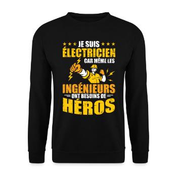 Cadeau mécanicien garage mécano humour voiture - Sweat-shirt Unisexe - noir - Devant - Alina (178cm) & Michal (187cm)