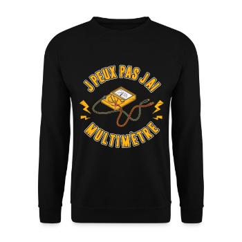 Idée cadeau papa humour fête des pères électricien - Sweat-shirt Unisexe - noir - Devant - Alina (178cm) & Michal (187cm)