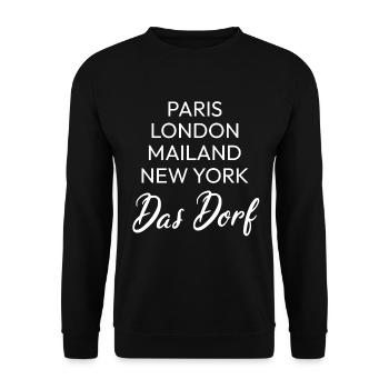 Landleben Lustiger Dorf Spruch Land Gemeinde Kaff - Unisex Pullover - Schwarz - Vorne - Alina (178cm) & Michal (187cm)