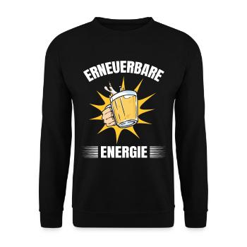Lustiger Bier Spruch Erneuerbare Energie Klima - Unisex Pullover - Schwarz - Vorne - Alina (178cm) & Michal (187cm)