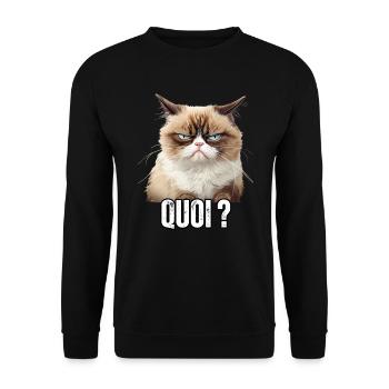 Chat en colère drôle quoi ? meme propriétaire de - Sweat-shirt Unisexe - noir - Devant - Alina (178cm) & Michal (187cm)