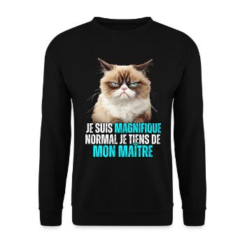 Je suis magnifique normal je tiens de mon maître - Sweat-shirt Unisexe - noir - Devant - Alina (178cm) & Michal (187cm)