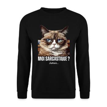 Moi sarcastique ? jamais humour propriétaire chats - Sweat-shirt Unisexe - noir - Devant - Alina (178cm) & Michal (187cm)