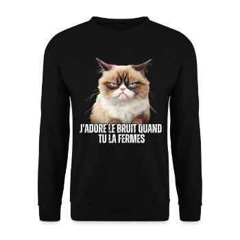 J'adore le bruit quand tu la fermes mauvais - Sweat-shirt Unisexe - noir - Devant - Alina (178cm) & Michal (187cm)
