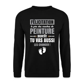 Annonce Grossesse Papa Peintre Bâtiment Humour - Sweat-shirt Unisexe - noir - Devant - Alina (178cm) & Michal (187cm)