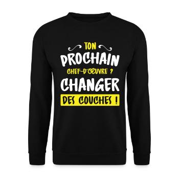 Annonce Grossesse Papa Peintre Bâtiment Humour - Sweat-shirt Unisexe - noir - Devant - Alina (178cm) & Michal (187cm)