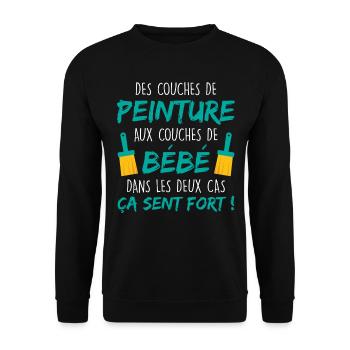 Annonce Grossesse Papa Peintre Bâtiment Humour - Sweat-shirt Unisexe - noir - Devant - Alina (178cm) & Michal (187cm)