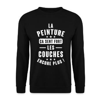 Annonce Grossesse Papa Peintre Bâtiment Humour - Sweat-shirt Unisexe - noir - Devant - Alina (178cm) & Michal (187cm)