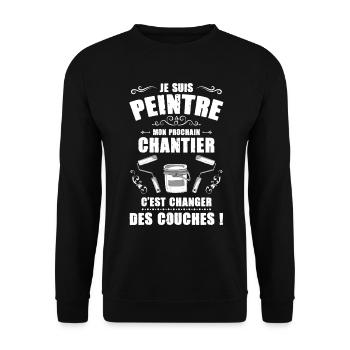 Annonce Grossesse Papa Peintre Bâtiment Humour - Sweat-shirt Unisexe - noir - Devant - Alina (178cm) & Michal (187cm)