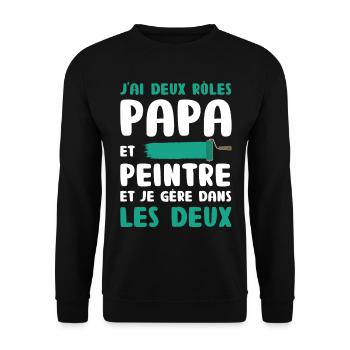 Annonce Grossesse Papa Peintre Bâtiment Humour - Sweat-shirt Unisexe - noir - Devant - Alina (178cm) & Michal (187cm)